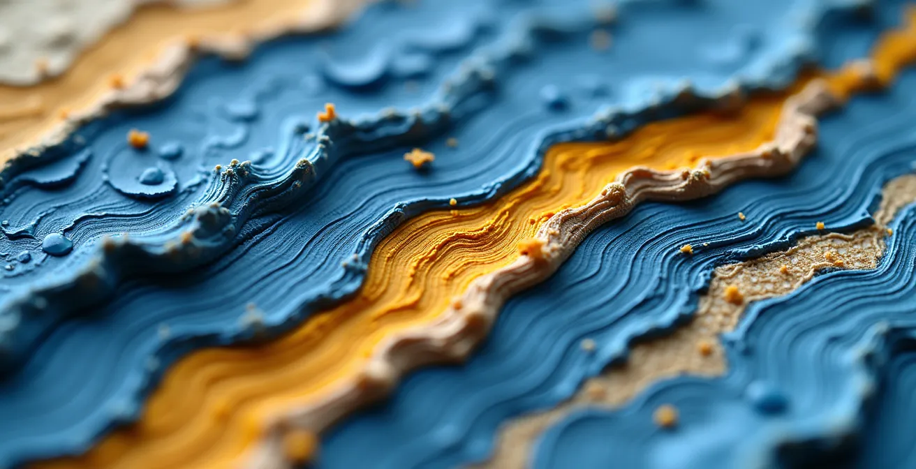 Extreme Nahaufnahme von Pinselstrichen auf Leinwand