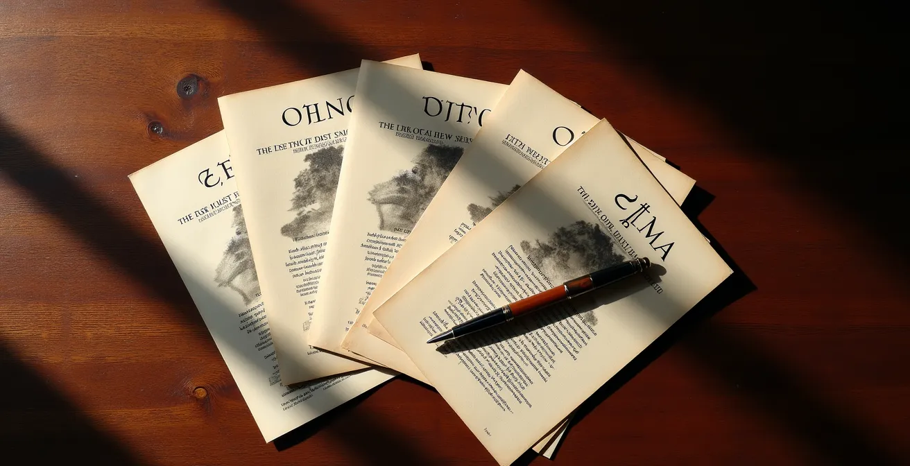 Eleganter Schreibtisch mit markiertem Kalender und Opernprogrammen verschiedener deutscher Häuser