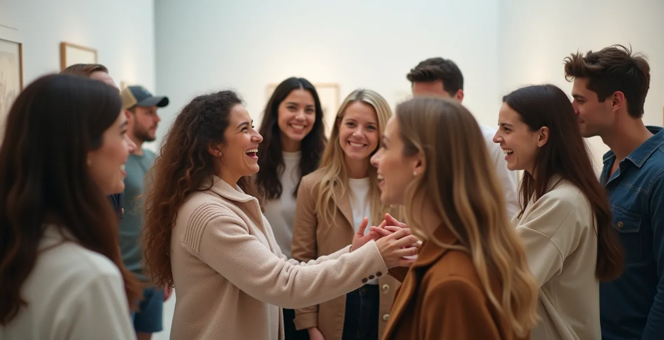 Museumsbesucher werden Teil einer interaktiven Performance-Kunst-Installation und reagieren mit einer Mischung aus Neugier und Zögern.