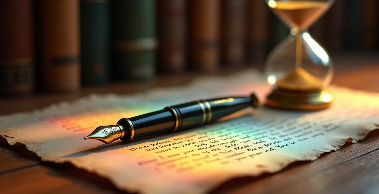 Abstrakte Darstellung einer zeitlosen Stiftungssatzung mit historischen und modernen Elementen